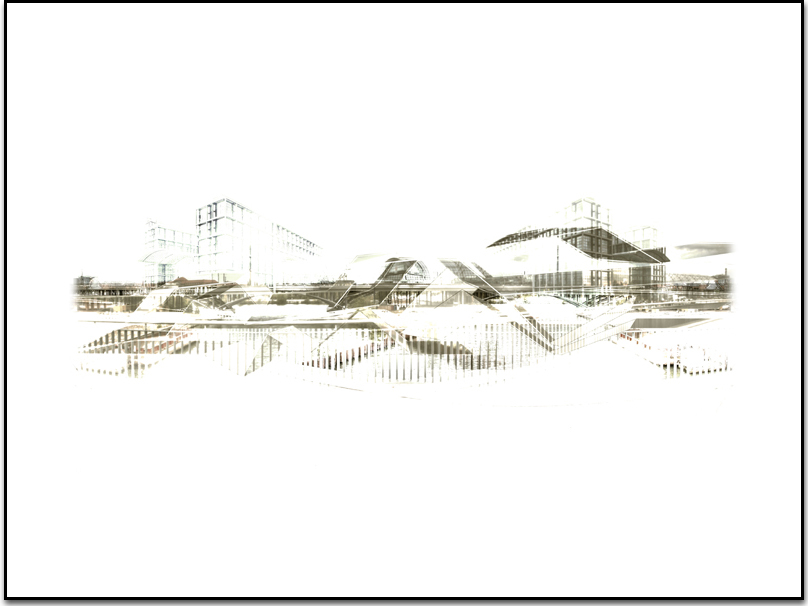 urban landscape, calatrava, barcelona, limited edition , digital giclee art print by Laurent Bompard