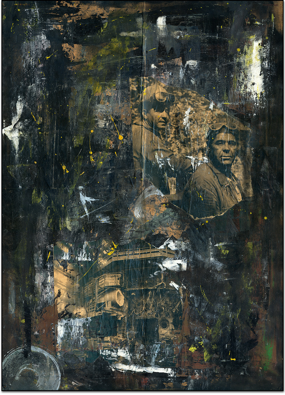 factory workers, mixed media by Laurent Bompard