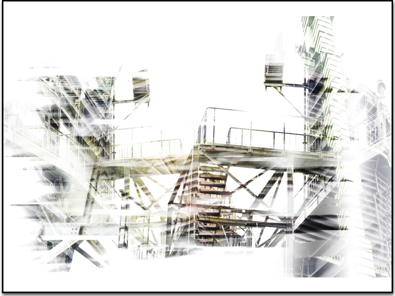 industrial landscape, gasometer, digital giclee art print by Laurent Bompard