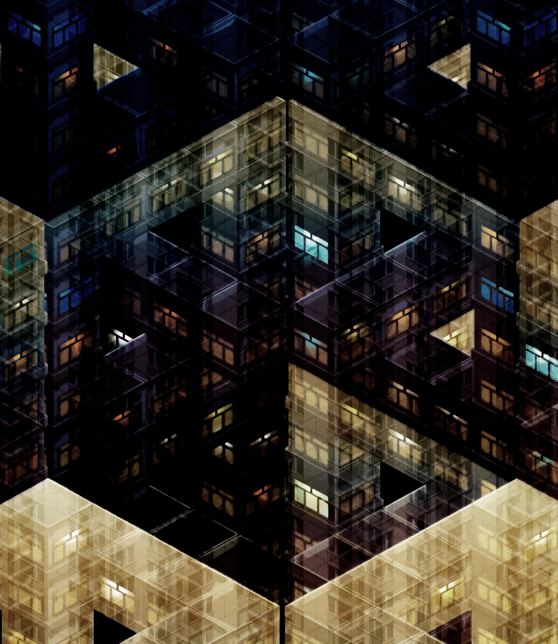imaginary city, cityscape, kowloon, walled city, limited edition , digital giclee art print by Laurent Bompard